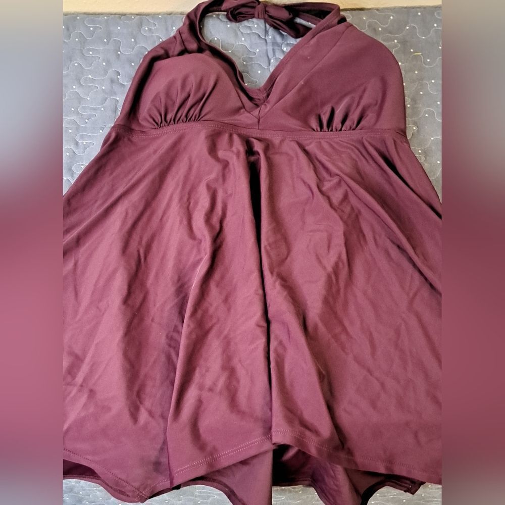Love My Curves purple tankini swim tip size 14 NWT